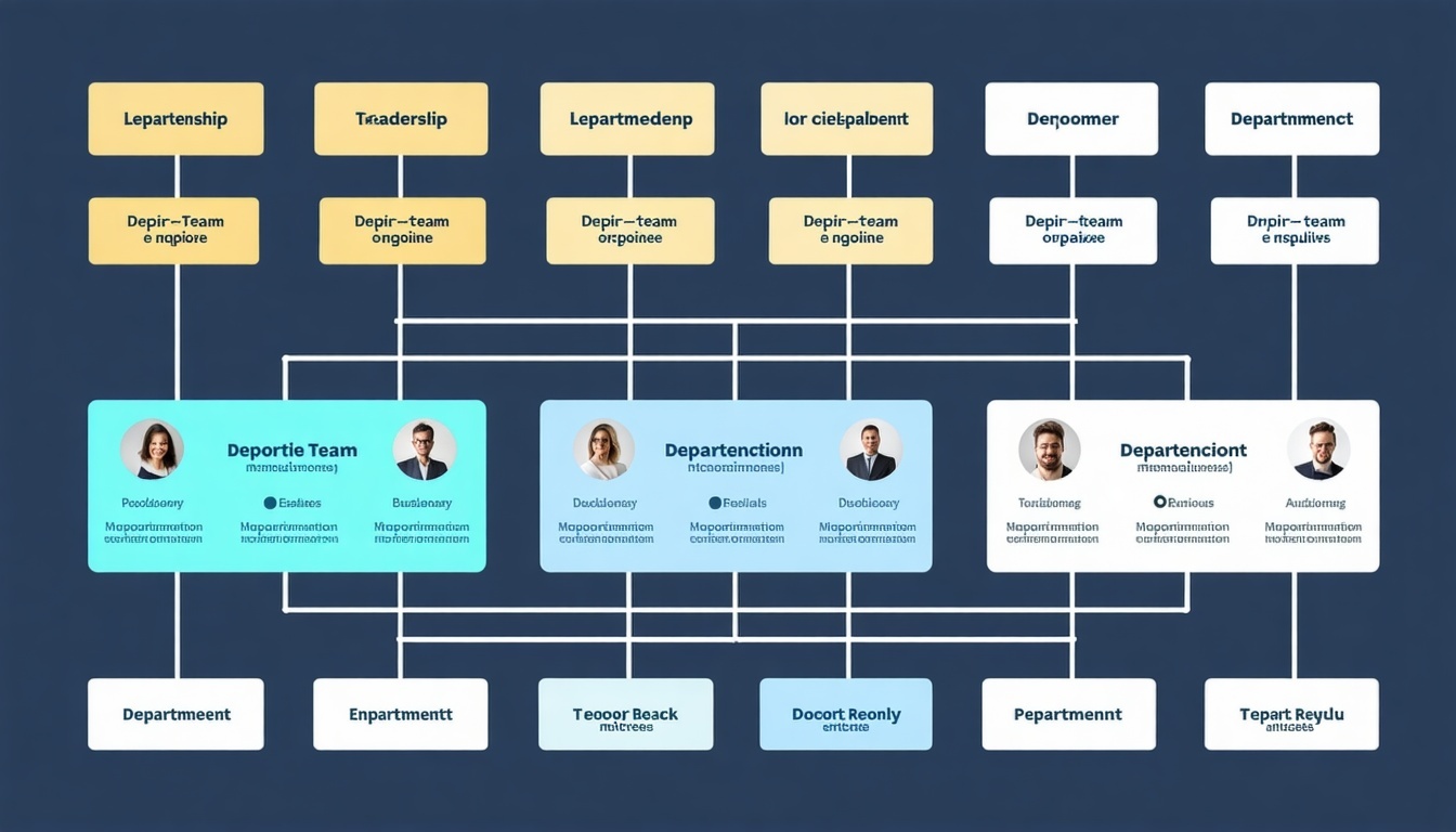 The image presents a dynamic organizational chart depicting the evolving structure of a business It showcases various tiers of leadership and departmental roles highlighting the relationships and hierarchies among employees as the company expands Dif-1